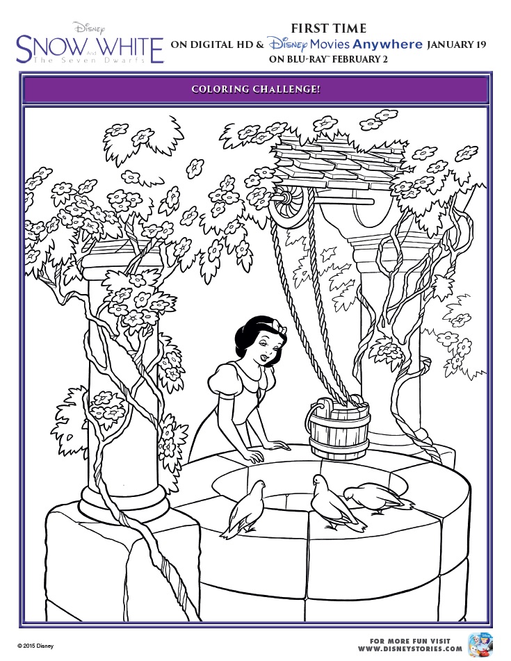 Snow white and the seven dwarfs printable coloring pages