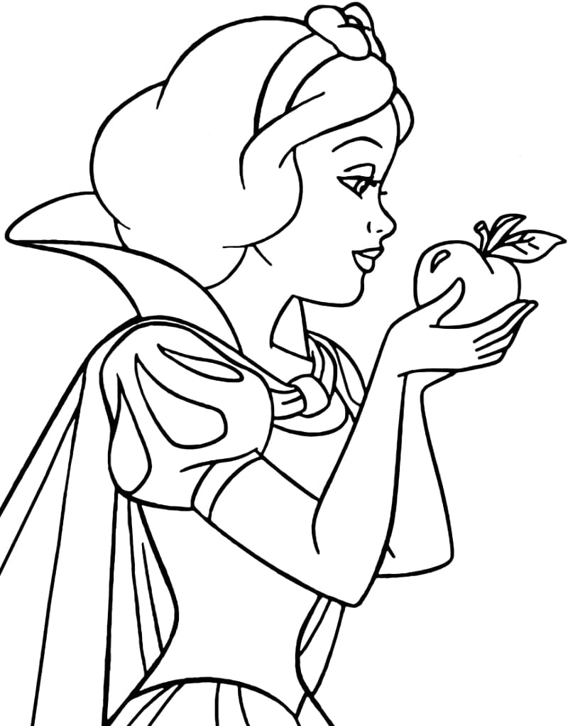 Snow white eating poisoned apple coloring page