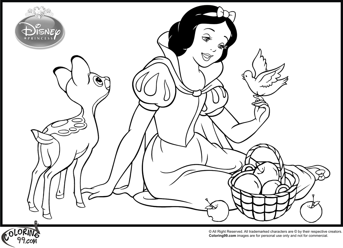 Disney princess snow white coloring pages team colors