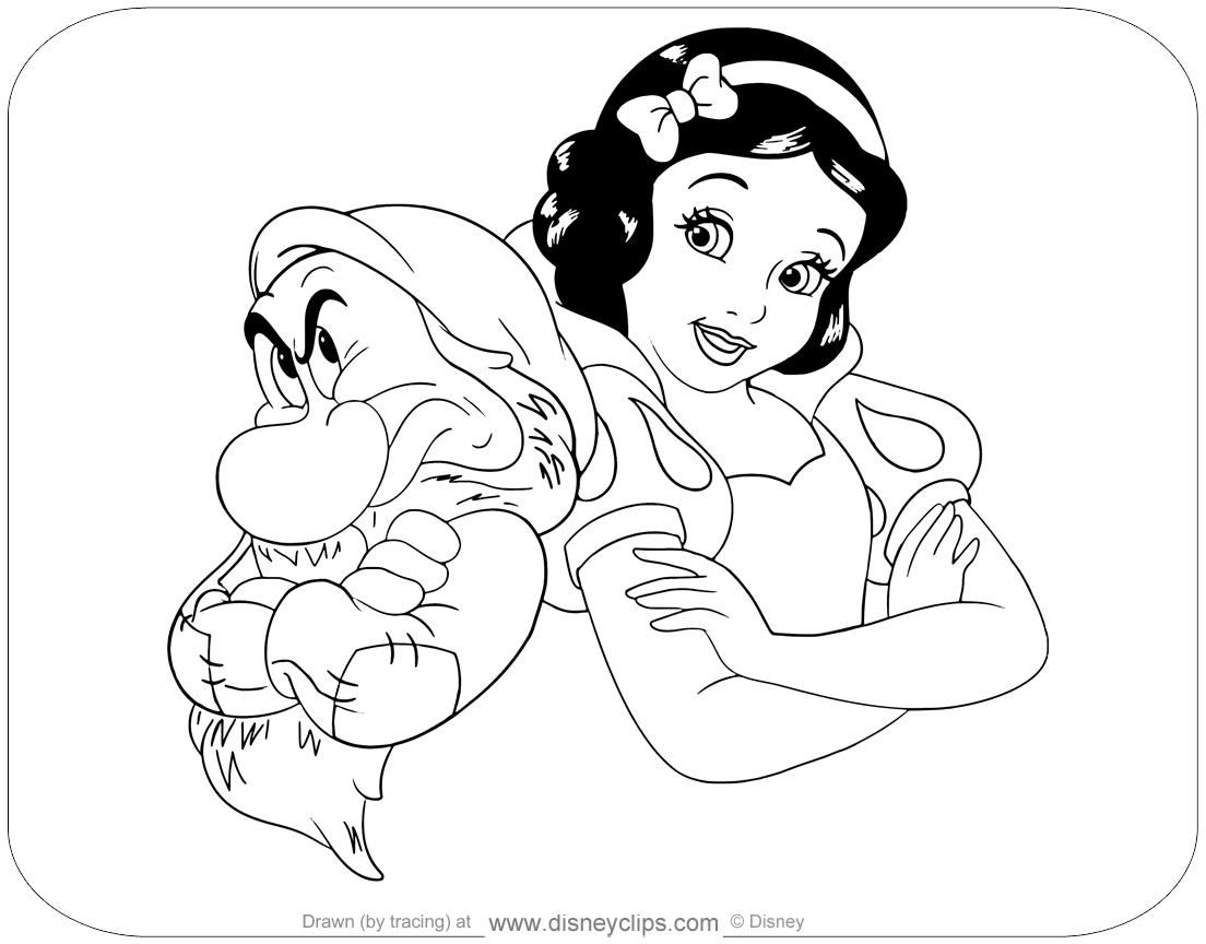 Snow white and the seven dwarfs coloring pages