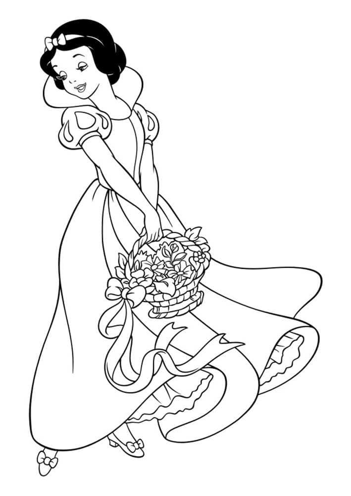 White snow with a bouquet coloring page