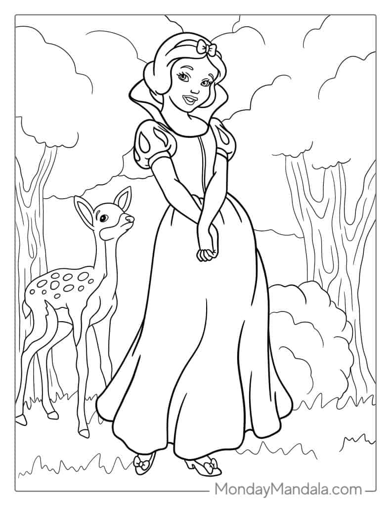 Snow white coloring pages free pdf printables