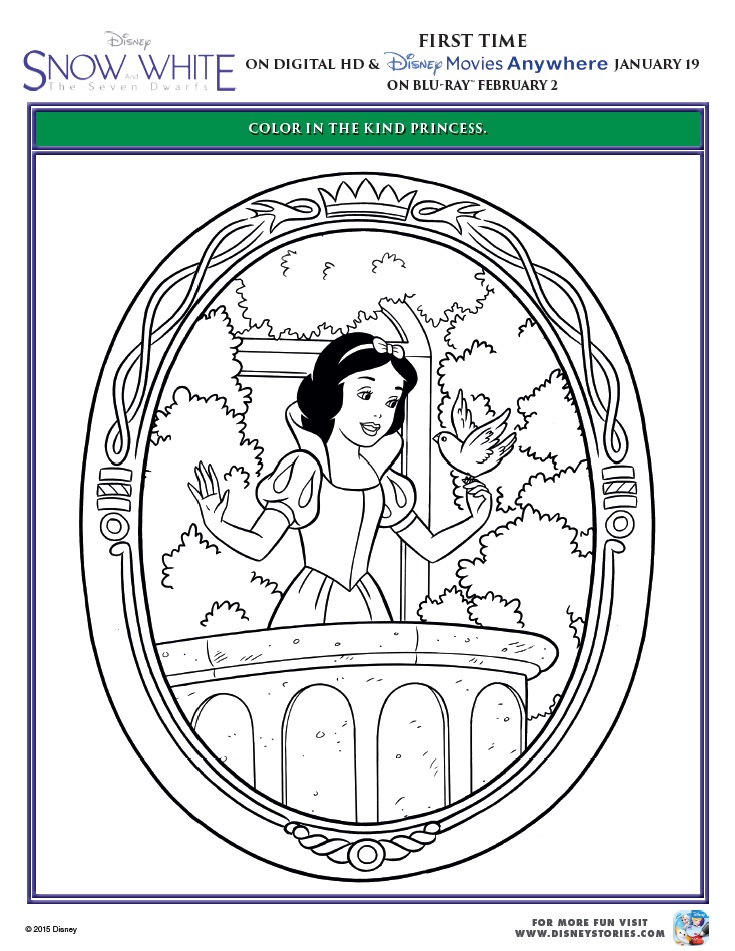 Snow white and the seven dwarfs printable coloring pages