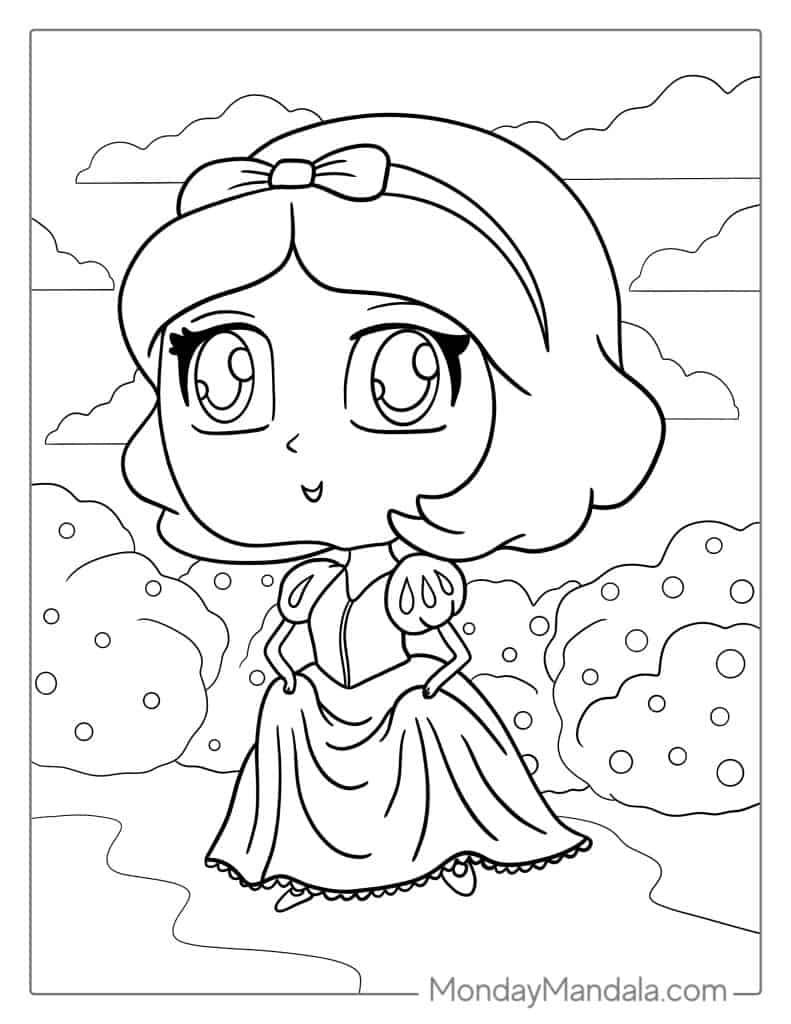 Snow white coloring pages free pdf printables