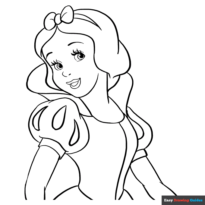 Snow white coloring page easy drawing guides