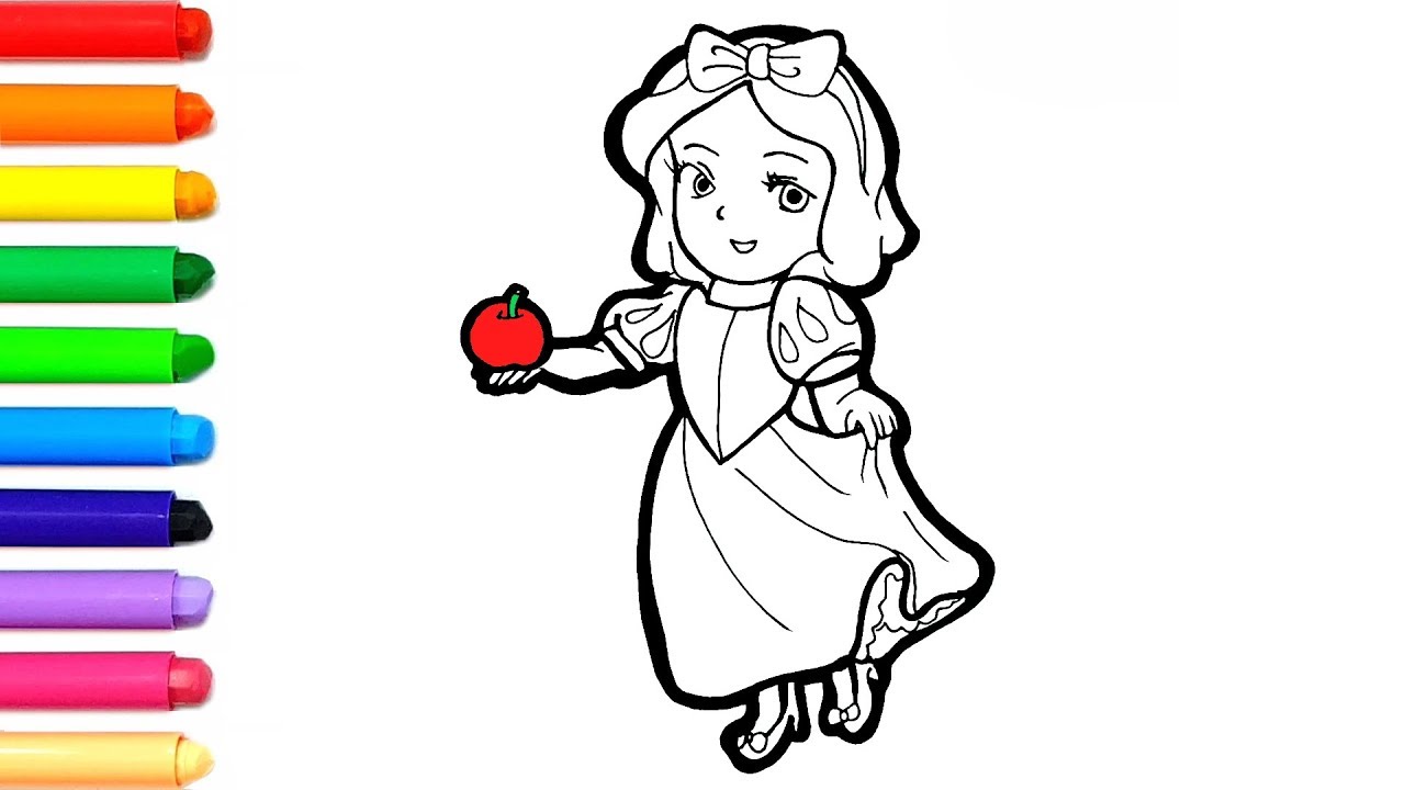 How to draw a cute snow white snow white coloring pages learn colors for kids magic toy art â