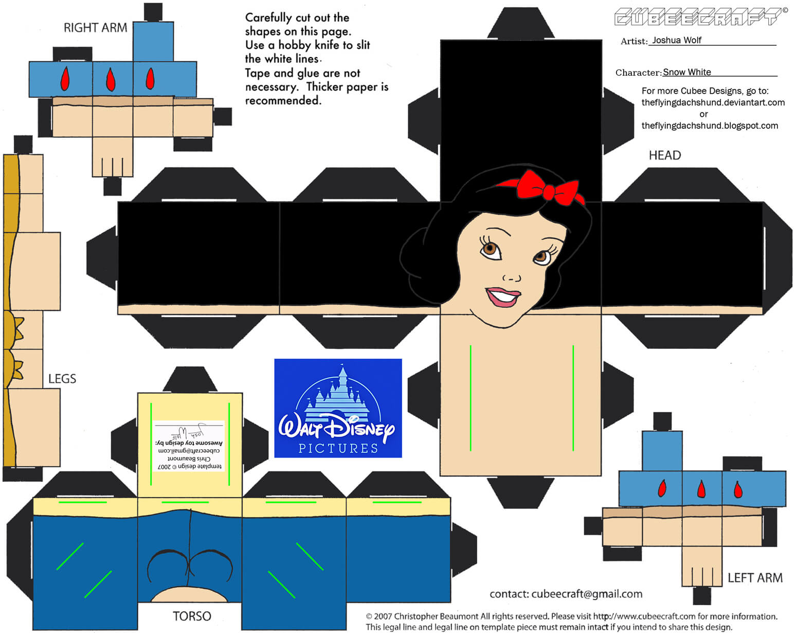 Snow white paper toy free printable papercraft templates