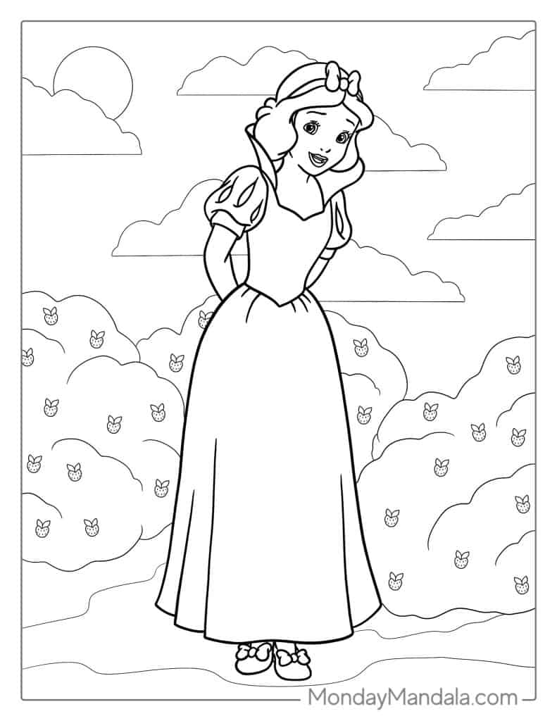 Snow white coloring pages free pdf printables