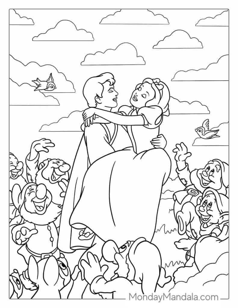 Snow white coloring pages free pdf printables