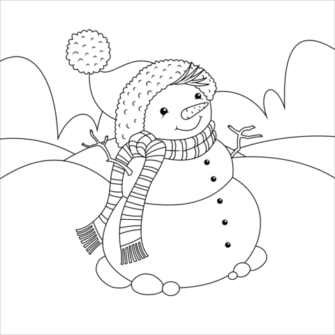 Christmas snowman coloring page free printable coloring pages