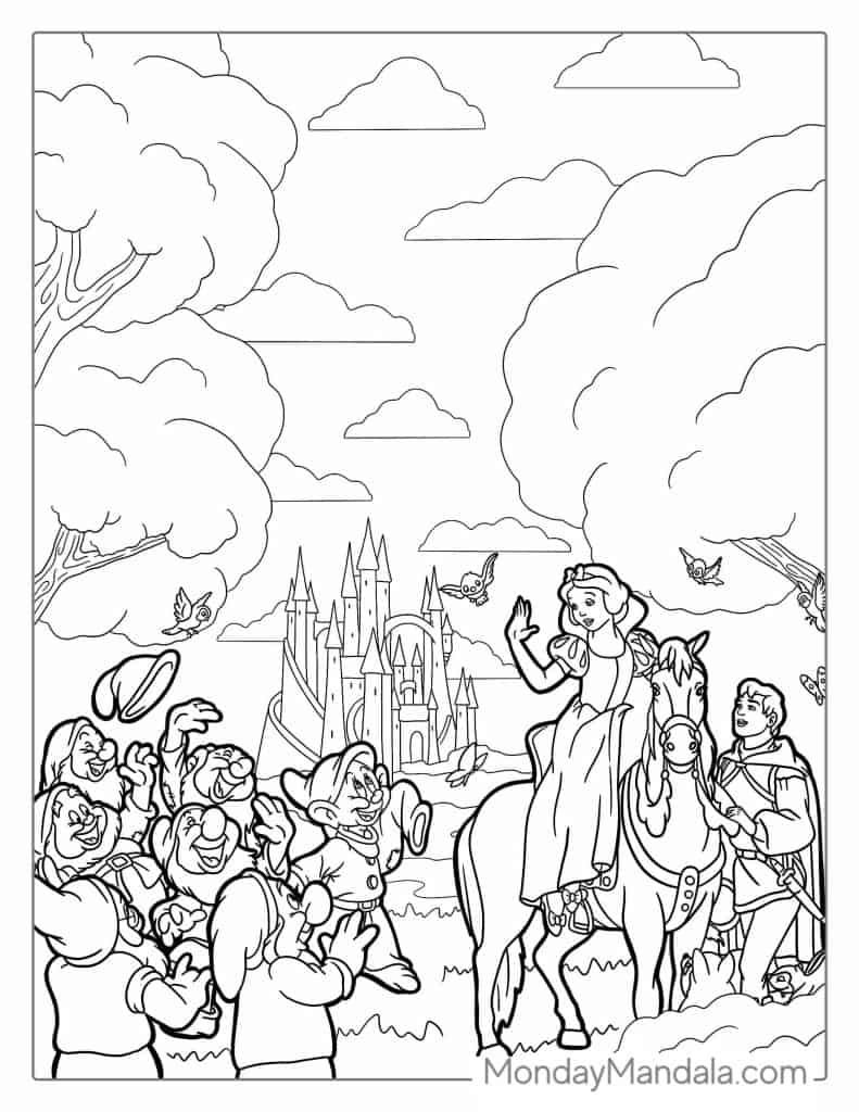 Snow white coloring pages free pdf printables