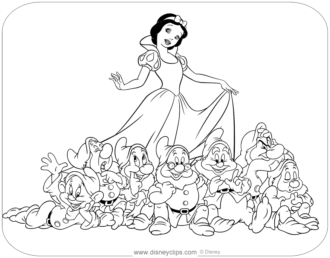 Snow white and the seven dwarfs coloring pages