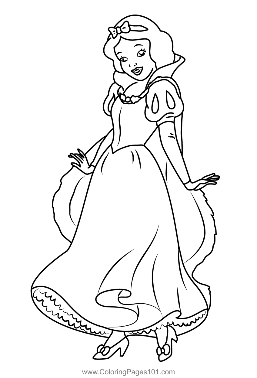 Lovely snow white coloring page for kids