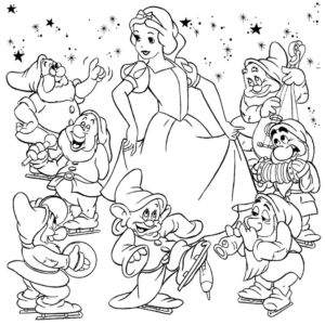 Snow white and the seven dwarfs coloring pages printable for free download