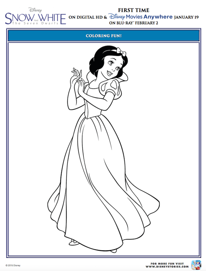 Snow white and the seven dwarfs printable activity sheets