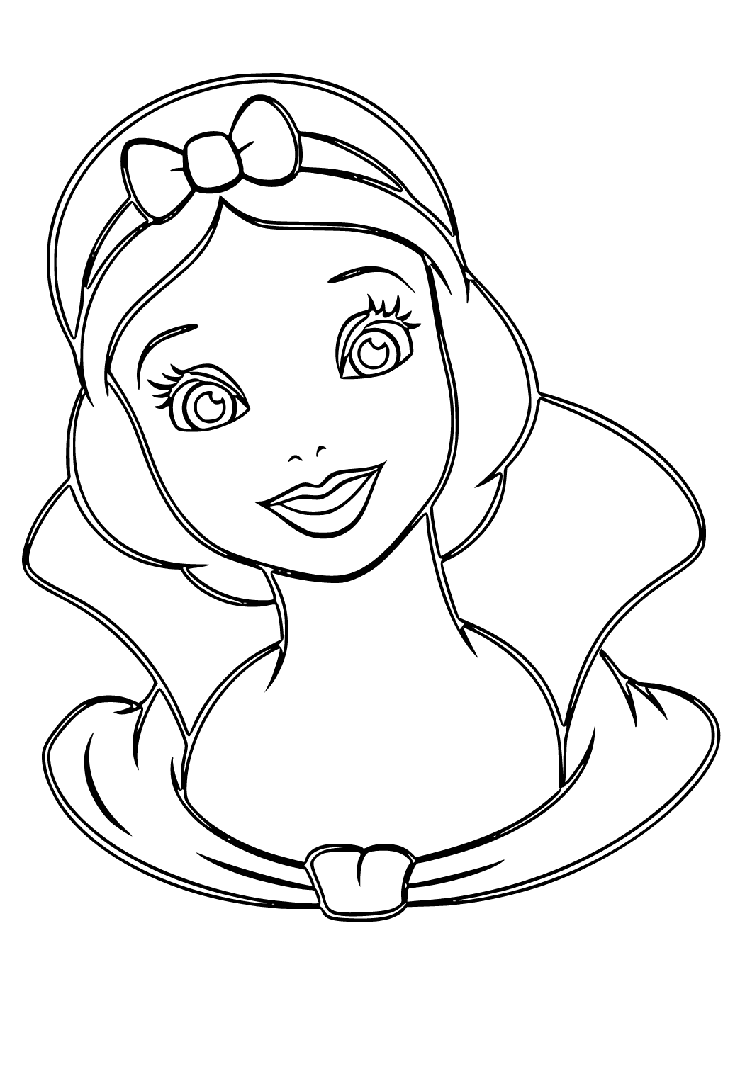 Free printable snow white face coloring page for adults and kids