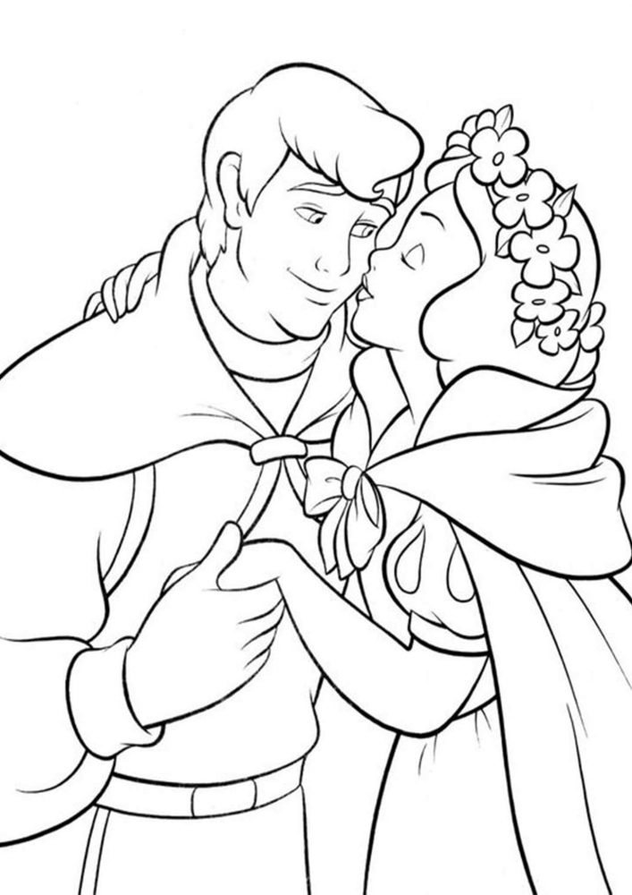 Free easy to print snow white coloring pages