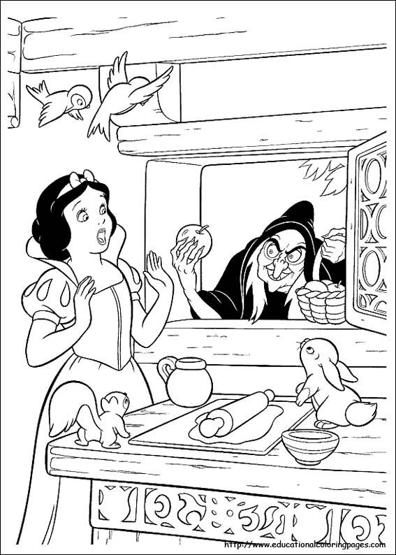 Snow white coloring pages free for kids