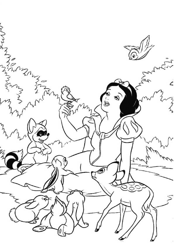 Snow white and the seven dwarfs coloring pages printable for free download