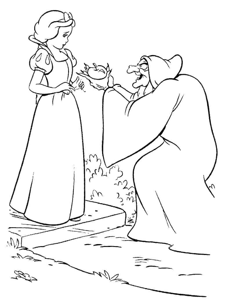 Snow white and evil queen coloring page