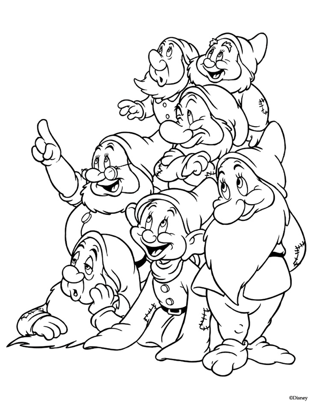 Kids under snow white and the seven dwarfs coloring pages part