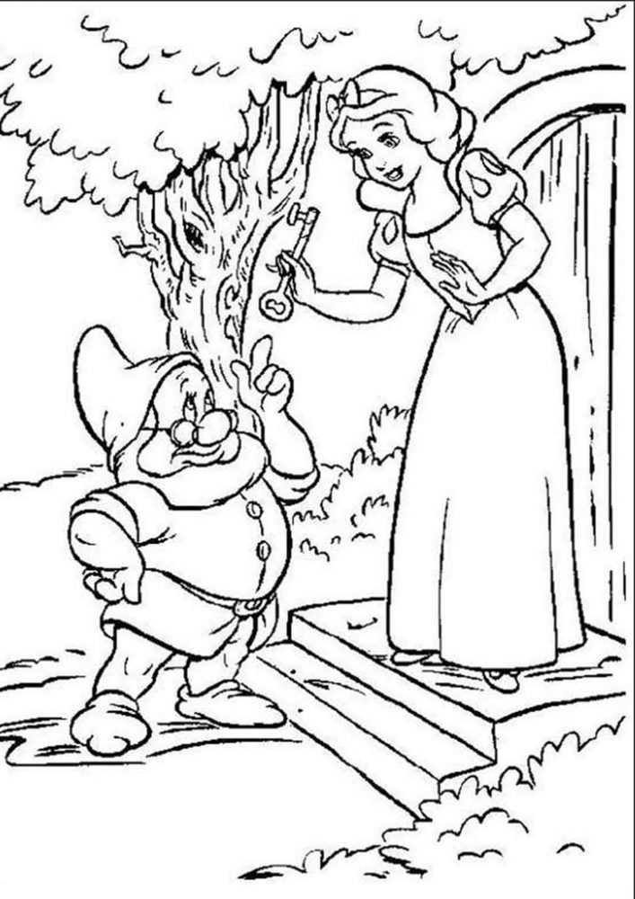 Free easy to print snow white coloring pages