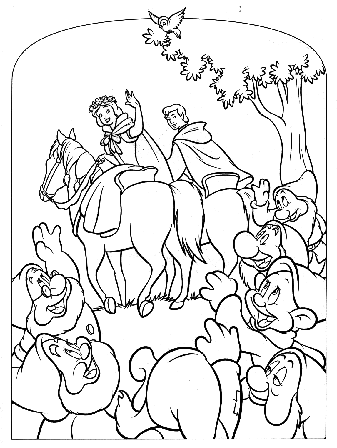 Snow white to color for kids