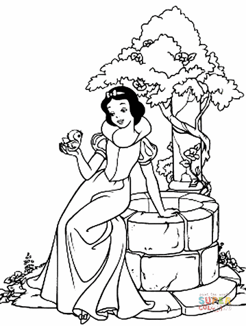 Snow white is singing with a bird coloring page free printable coloring pages