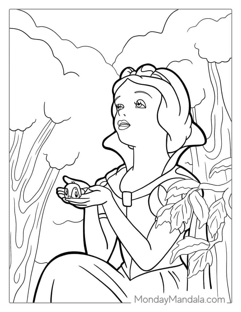 Snow white coloring pages free pdf printables