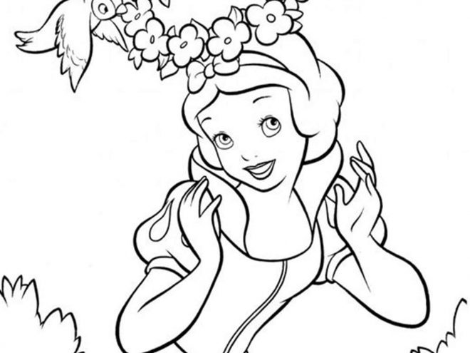 Free easy to print snow white coloring pages