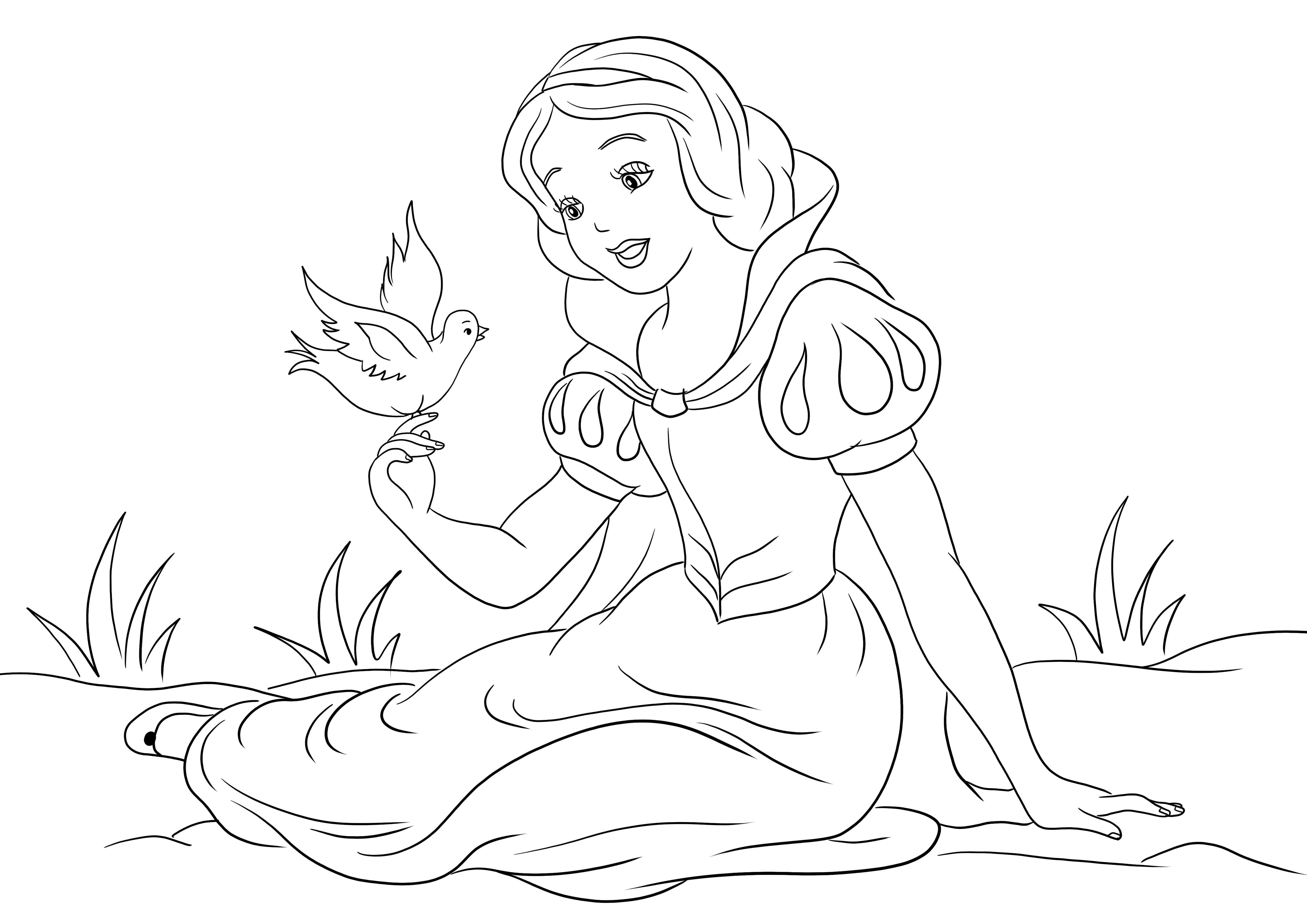 Snow white and the pigeon to download or print for free and color