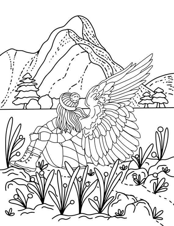 Snow angel printable coloring page