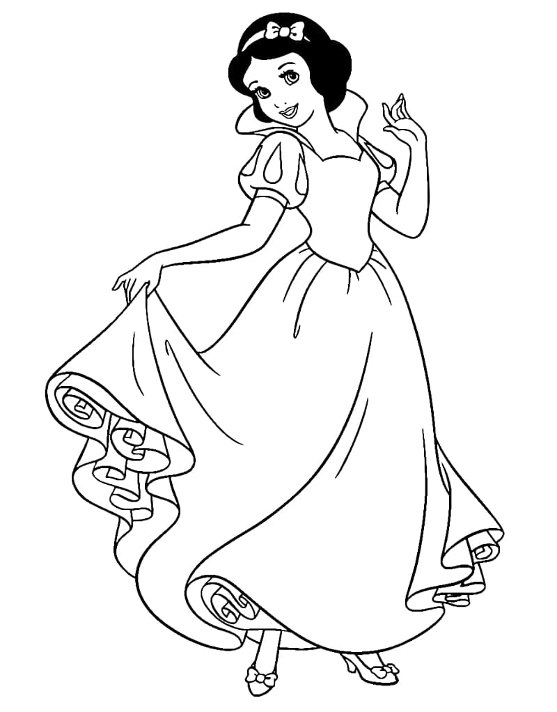 Snow white and birds coloring page