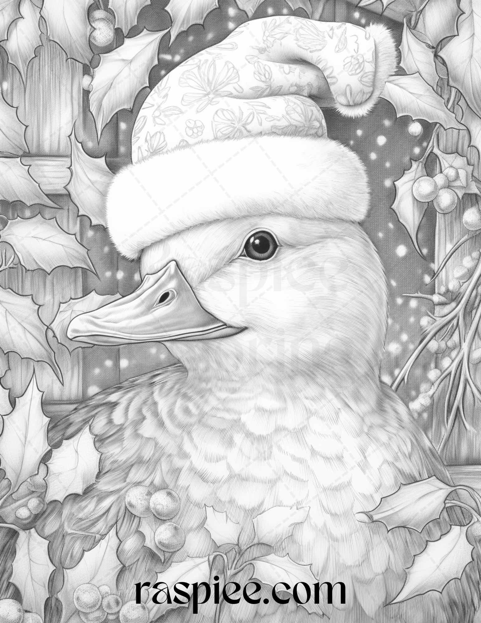 Christmas animals grayscale coloring pages printable for adults pd â coloring