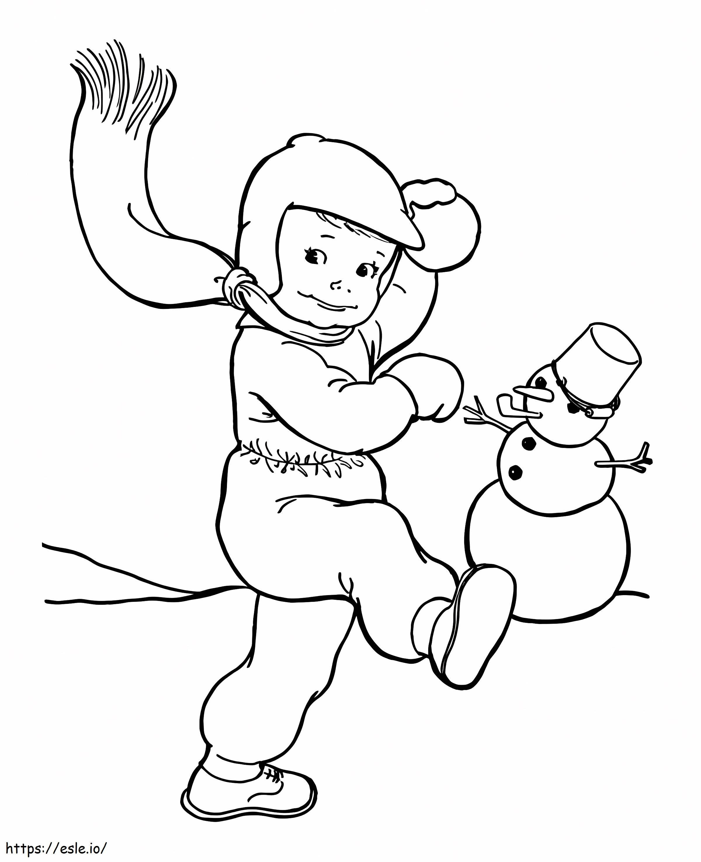 Print snowball fight coloring page