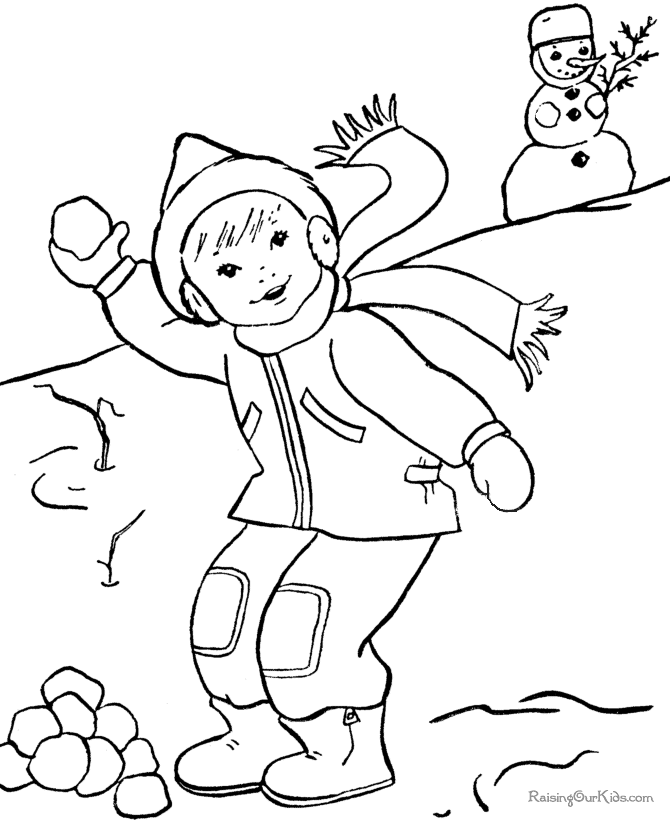 Snowball fight coloring page