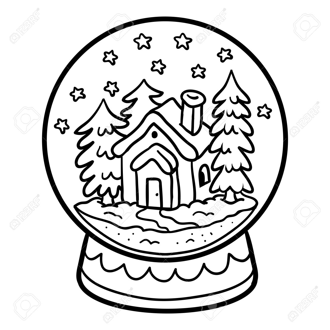 Coloring book for children winter snowball with house royalty free svg cliparts vectors and stock illustration image