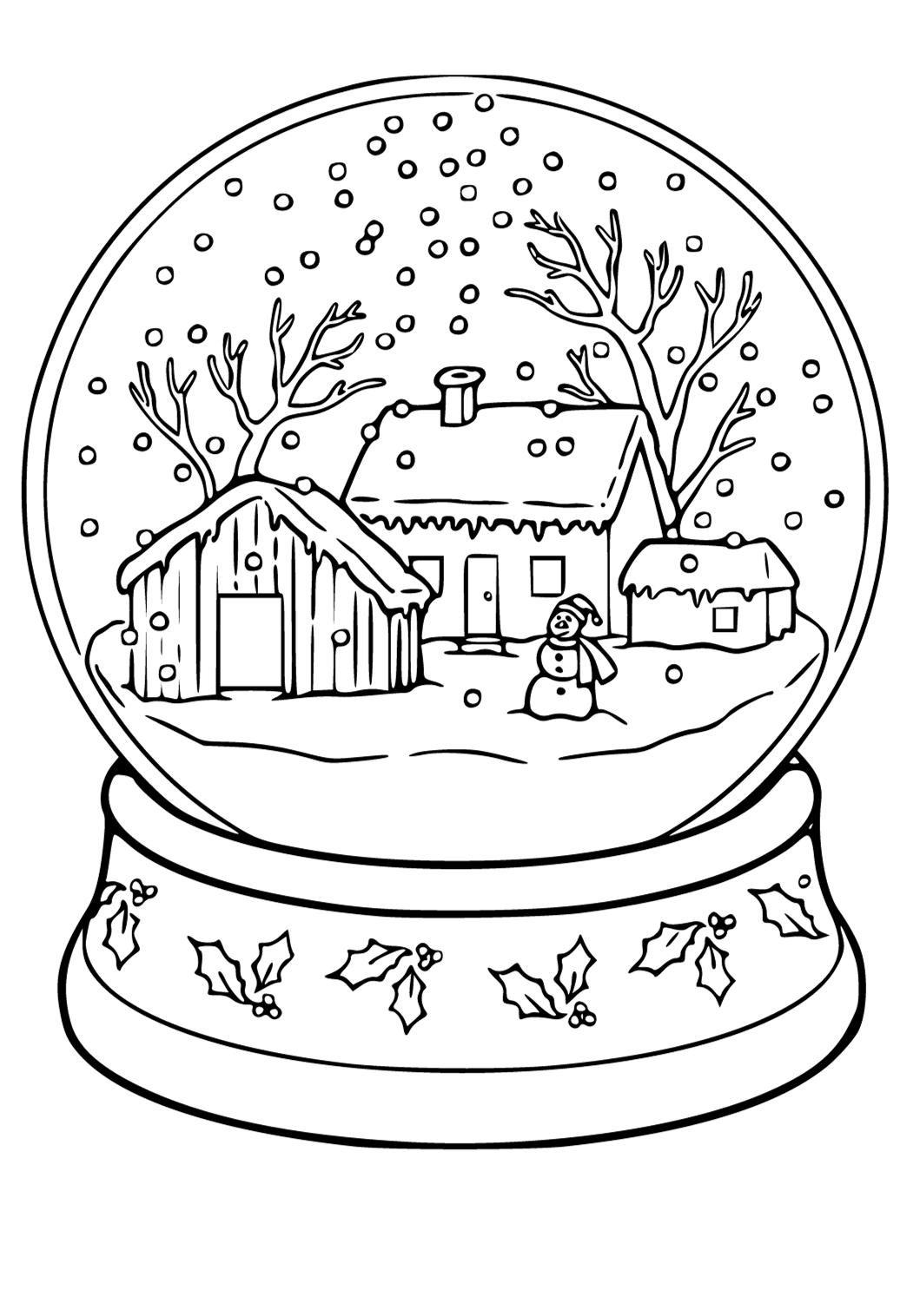 Free printable snow snowball coloring page for adults and kids