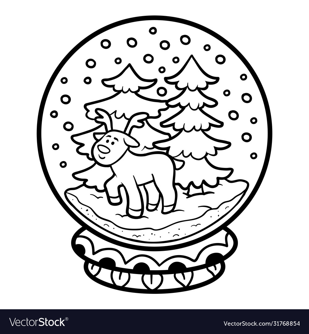 Coloring book for children snowball with deer vector image