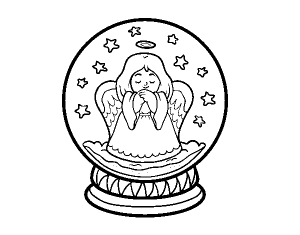 Snowball with angel coloring page