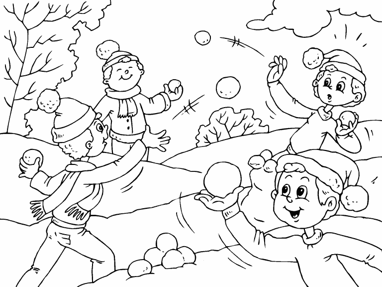 Free coloring page nov snowball fight