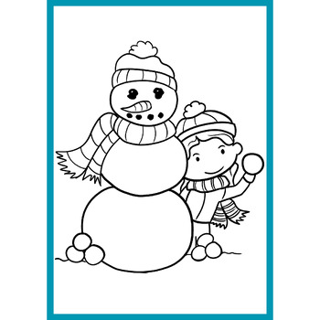 Snowball fight at winter coloring pages winter coloring pages tpt