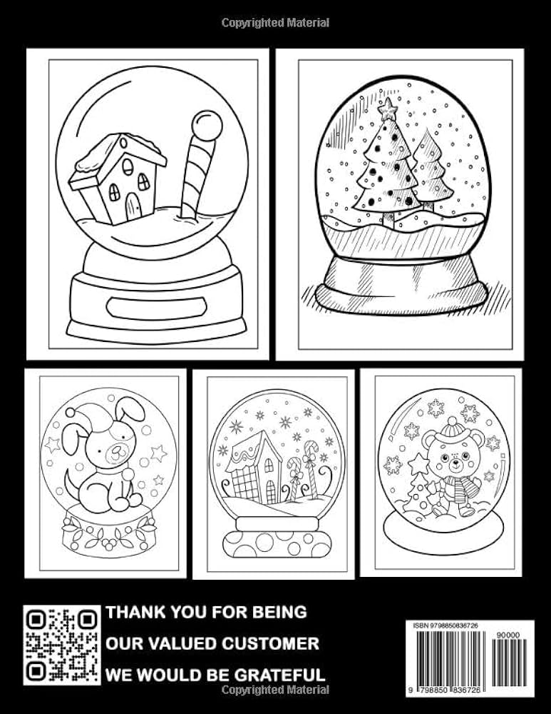 Christmas snows globe coloring book glass snowball coloring pages with lovely illustrations gift idea for kids teens relieving stress relaxation lowe helen books