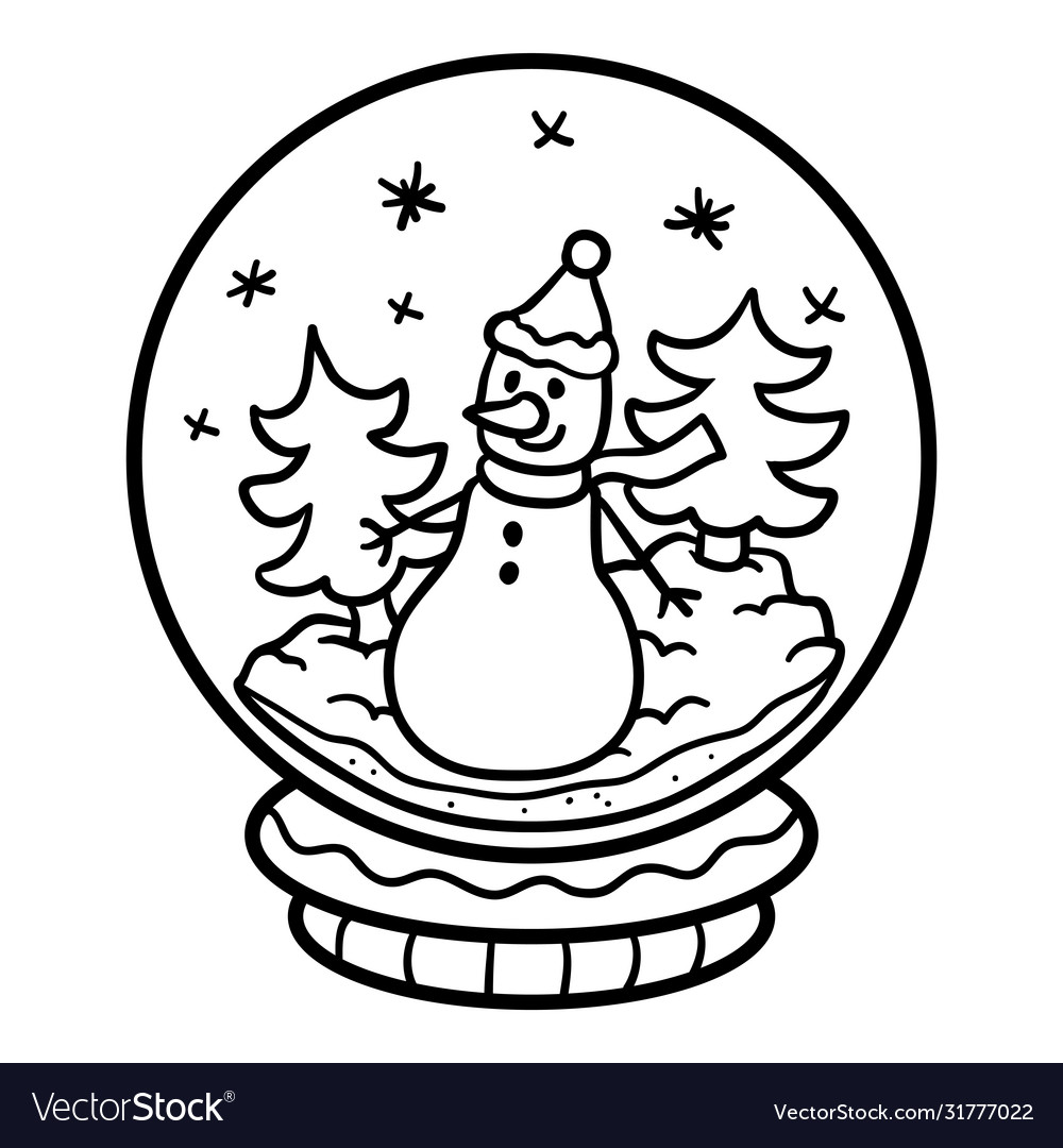 Coloring book for children snowball with snowman vector image