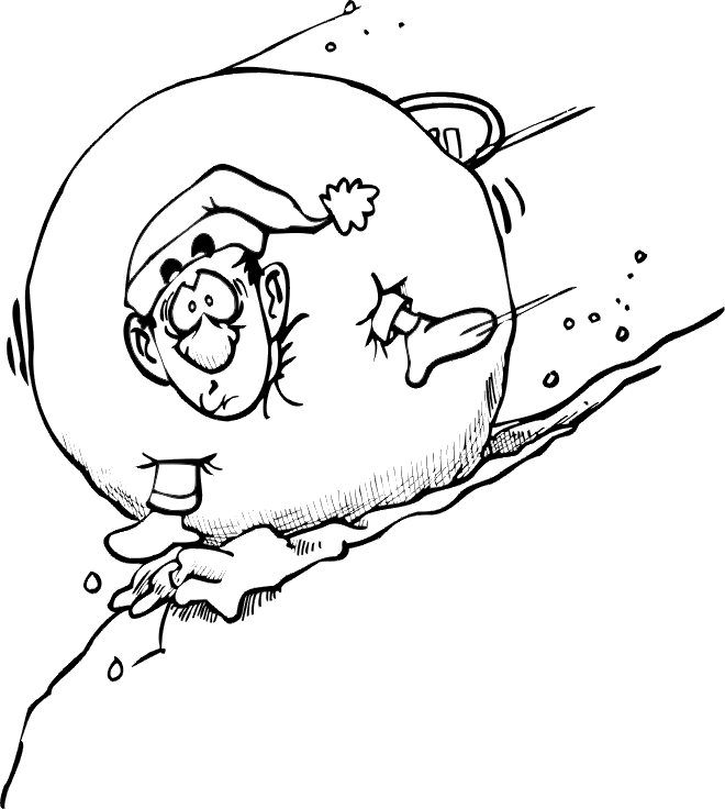 Winter coloring page guy caught in giant snowball