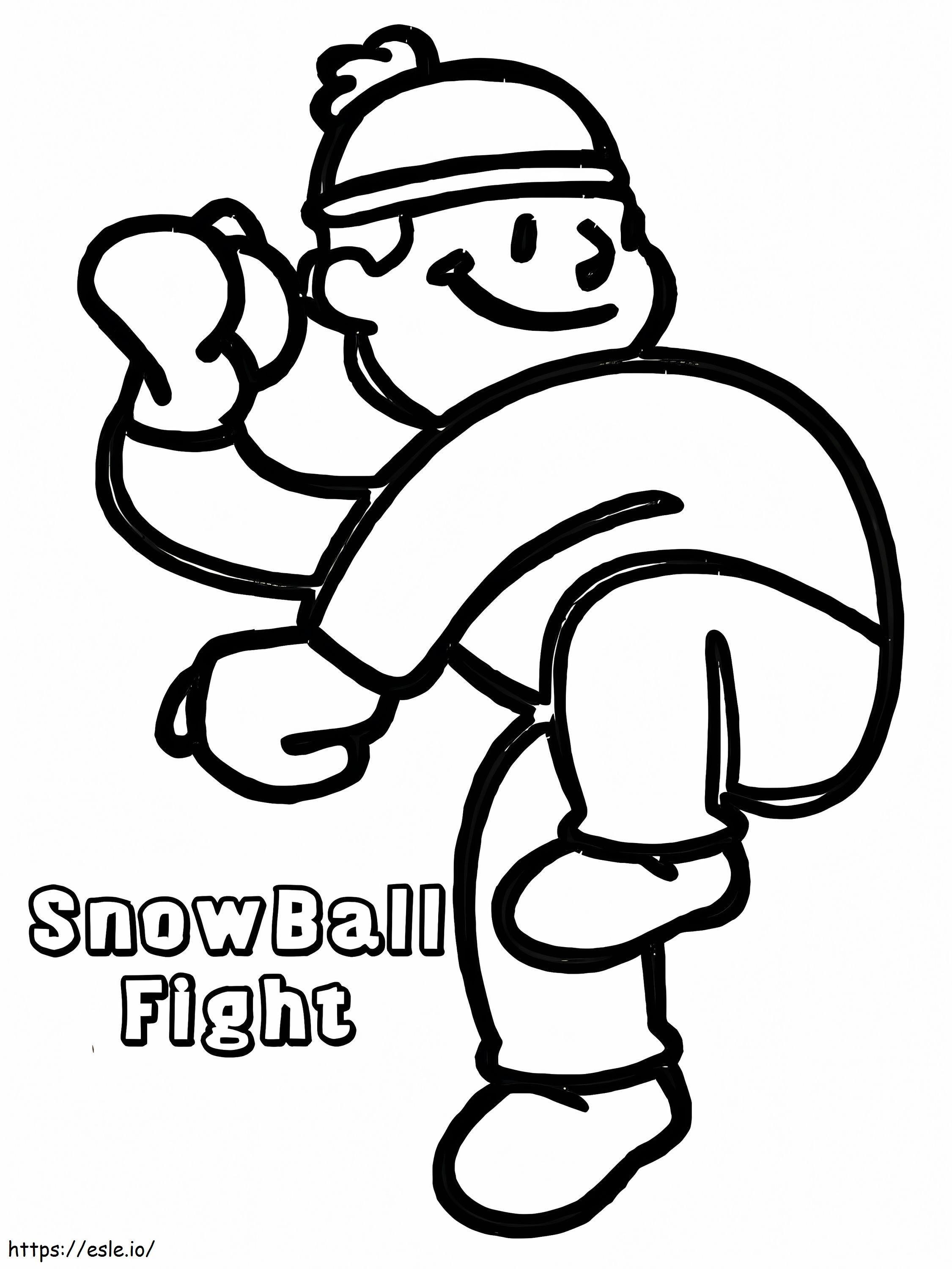 Snowball fight to print coloring page