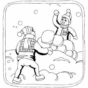 Snowball fight coloring page