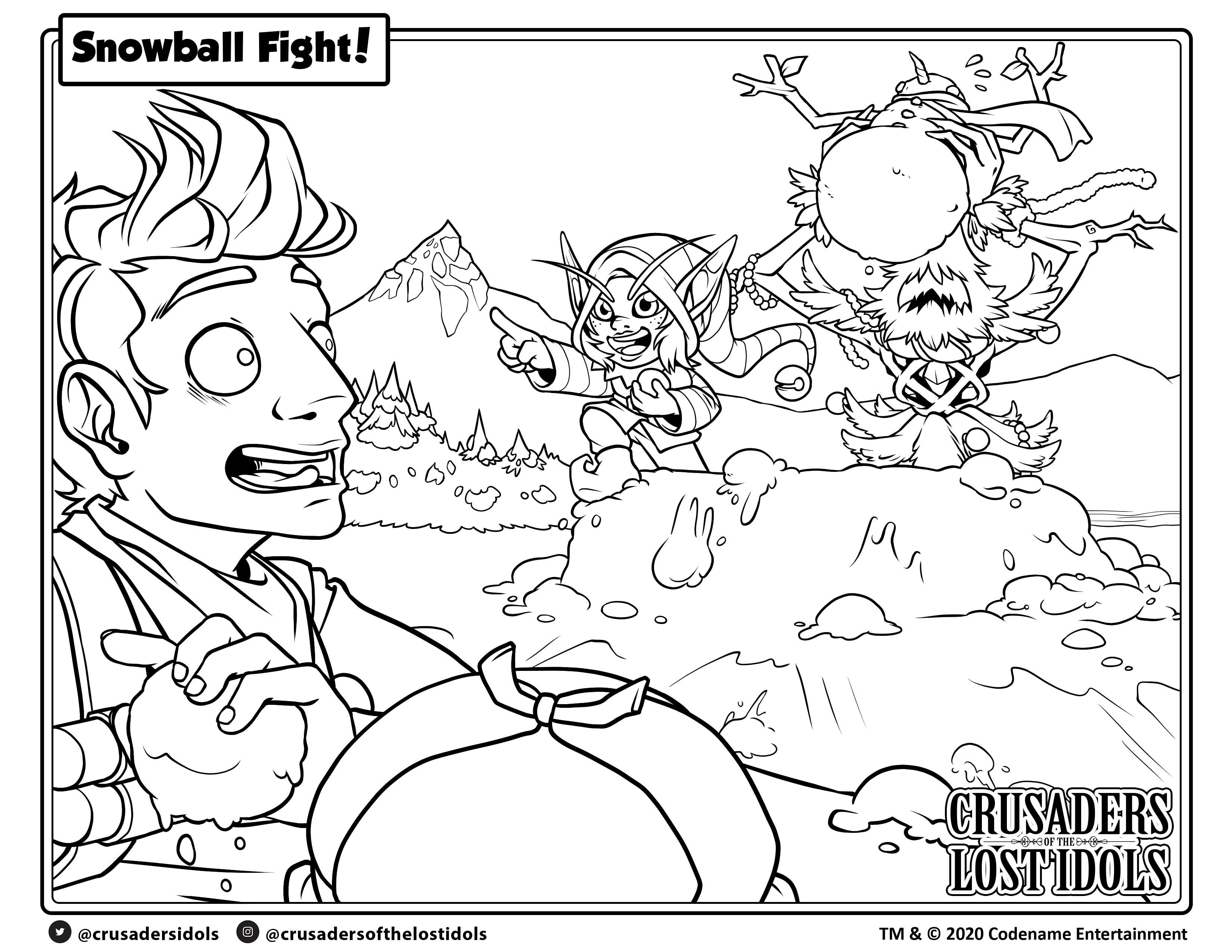 Munity activity snowball fight colouring sheet rlostidols