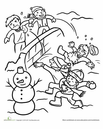 Snowball fight worksheet education coloring pages education snowball fight