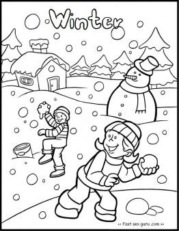 Free printable kid snowball fight game coloring pages for kidsfree print out winter activities worksheet â ausmalbilder winter winterspaã weihnachtsfarben